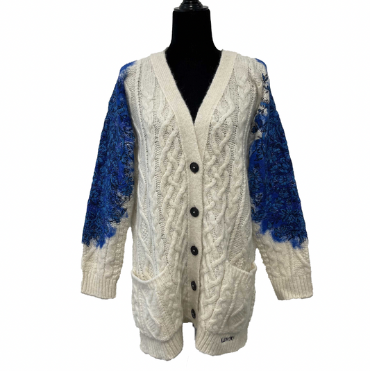 Valentino - Runway Cream / Blue Orchid Intarsia Sweater Coat - S