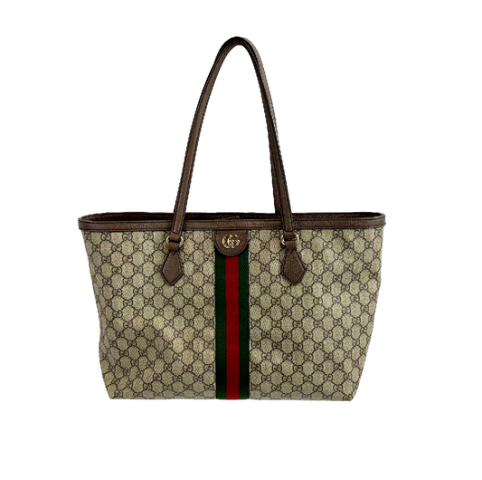 Gucci - Ophidia GG Medium Supreme Canvas Shoulder Tote - Beige / Ebony