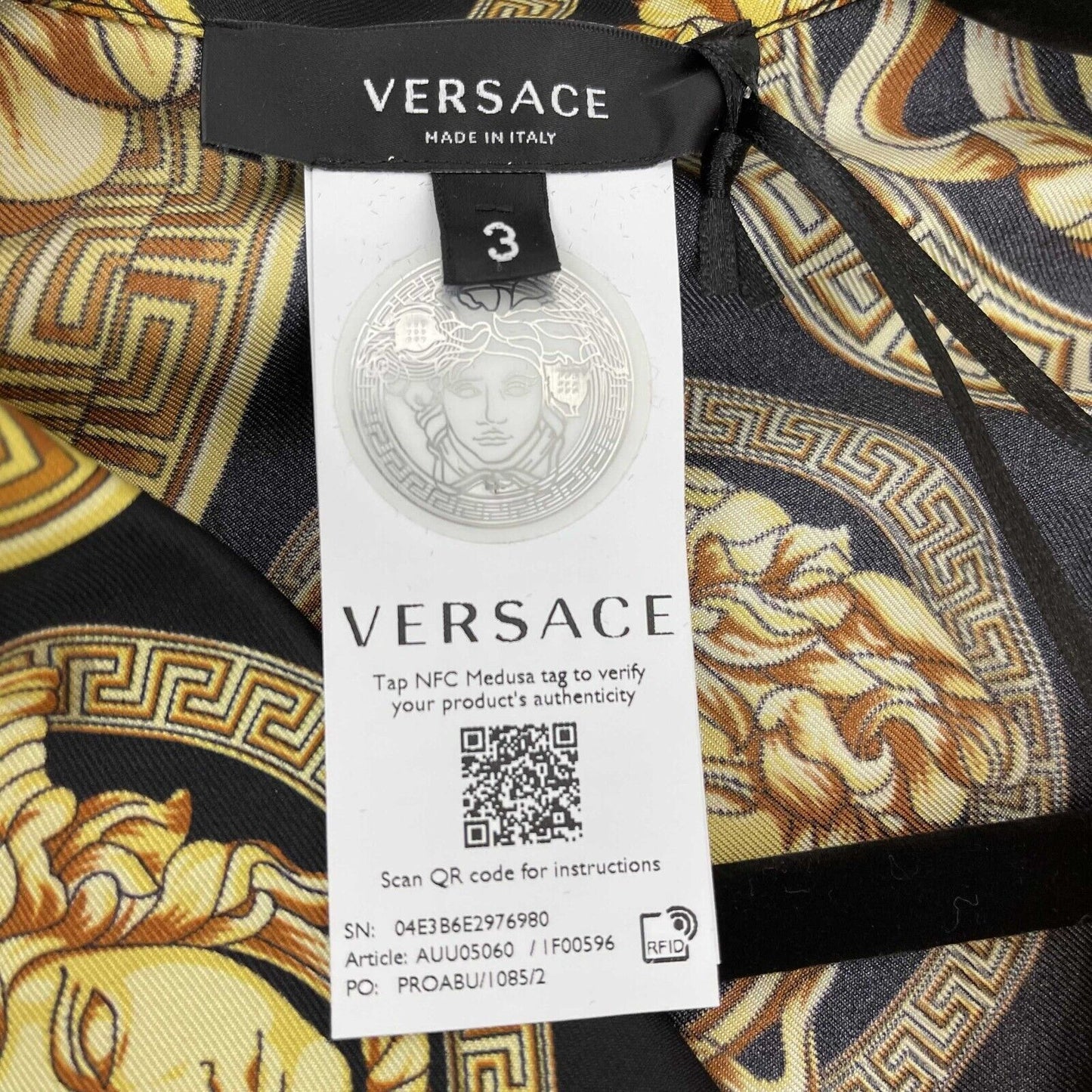 Versace - Medusa Amplified Print Silk Pajama Shirt - Black / Yellow - Size 3 / L