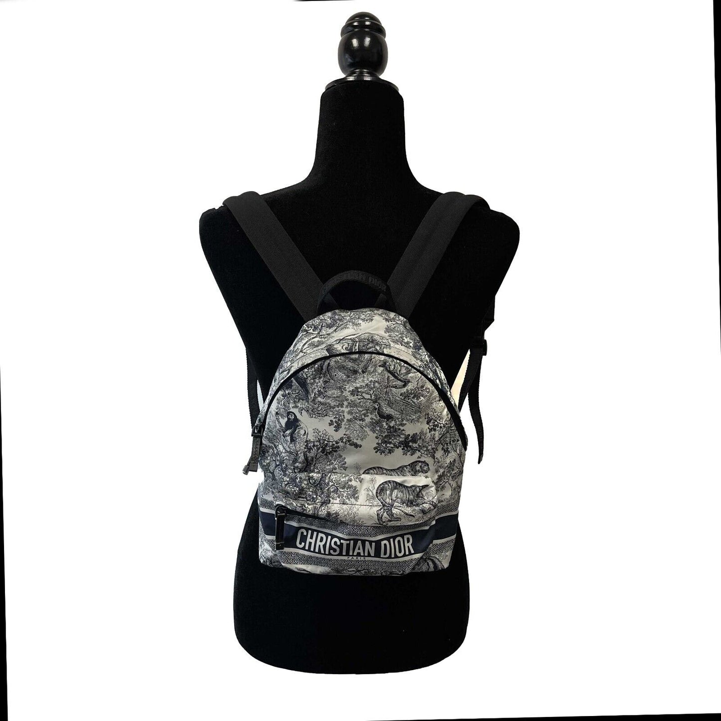 Christian Dior - Toile de Jouy Mini Backpack - White, Blue, Black Wildlife