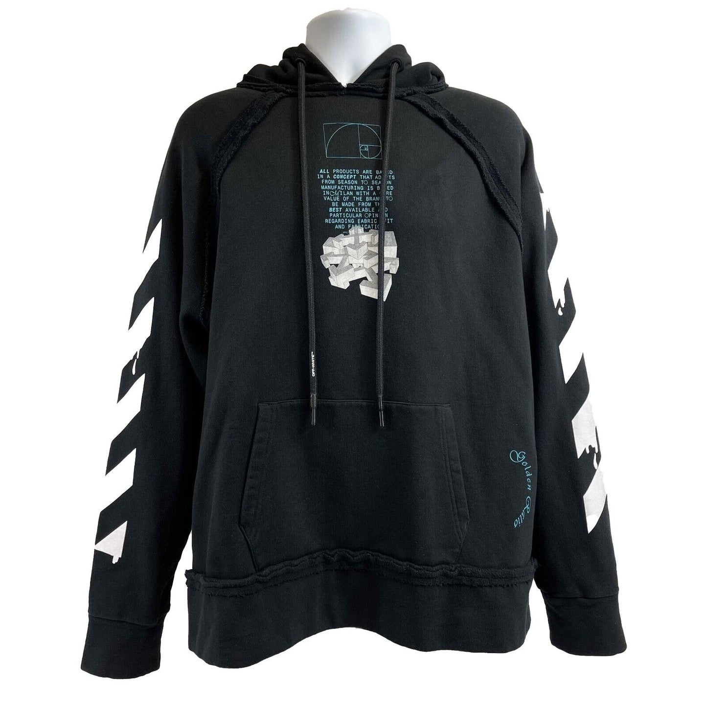 Off White - Dripping Arrows Incompiuto Hoodie - Black Jacket - Size S