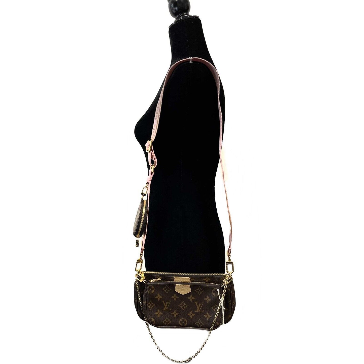 Louis Vuitton - Multi Pochette Accessories in Light Pink / Brown Crossbody - NEW